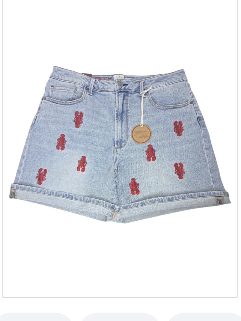 Driftwood Ava Cuff Shorts Rare Embroidered Lobster Size 14 NWT